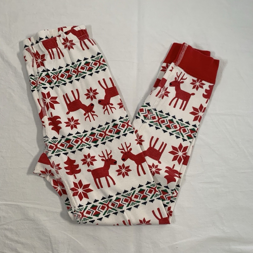 Hanna Andersson Size 8 130cm Organic‎ Cotton Fair Isle Christmas Reindeer Pants